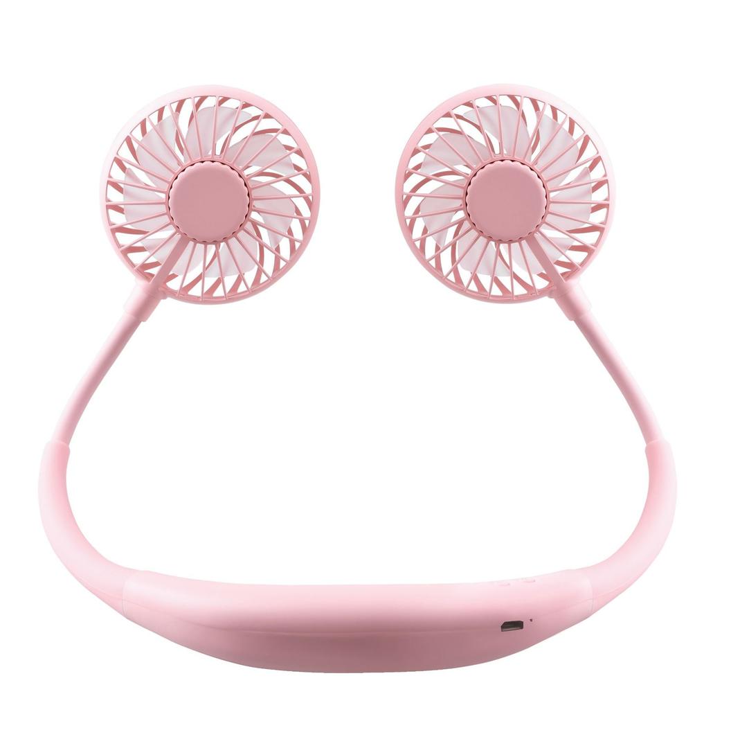 Portable Neck Fan, USB Rechargeable Fan with 3 Speeds Adjustable, Neck Fans Portable Rechargable Prime with LED Lights - Pink