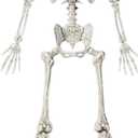 JOYIN 6.9 FT Halloween Posable Life Size Skeleton, Full Body Realistic Skeleton Bones with Movable Joints for Halloween Indoor Outdoor Party Decoration, Spooky Scene Props, Haunted House Decor (White)