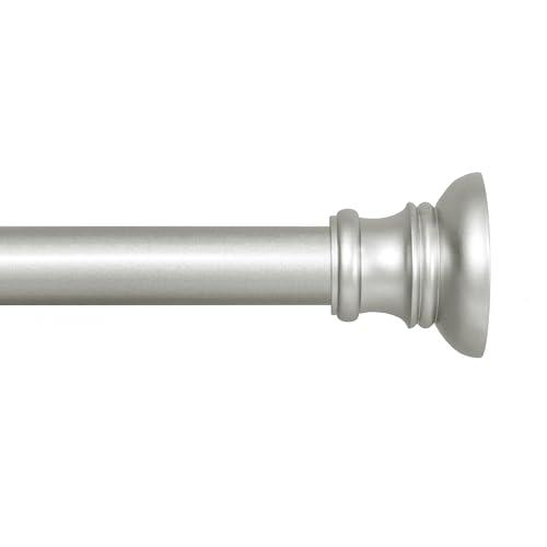 Kenney Nicholas Twist & Fit No Tools Tension Curtain Rod, 48 to 84 Inches, Brushed Nickel Silver Extendable, Easy Install