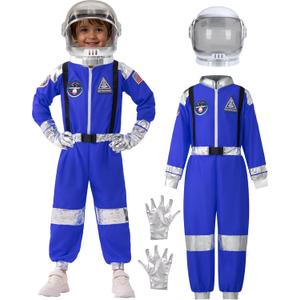 Spooktacular Creations Halloween Astronaut Costume for Kids, Unisex Astronaut Outfit, Toddler Pilot Jumpsuit for Themed Party (M (8-10 YRS), Blue)