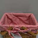 Wickerwise Small Rectangular Woodchip Picnic Baskets with Double Folding Handles, Natural Hand-Woven Basket Lined with Gingham Red and White Lining Great for Gifts (Twin)