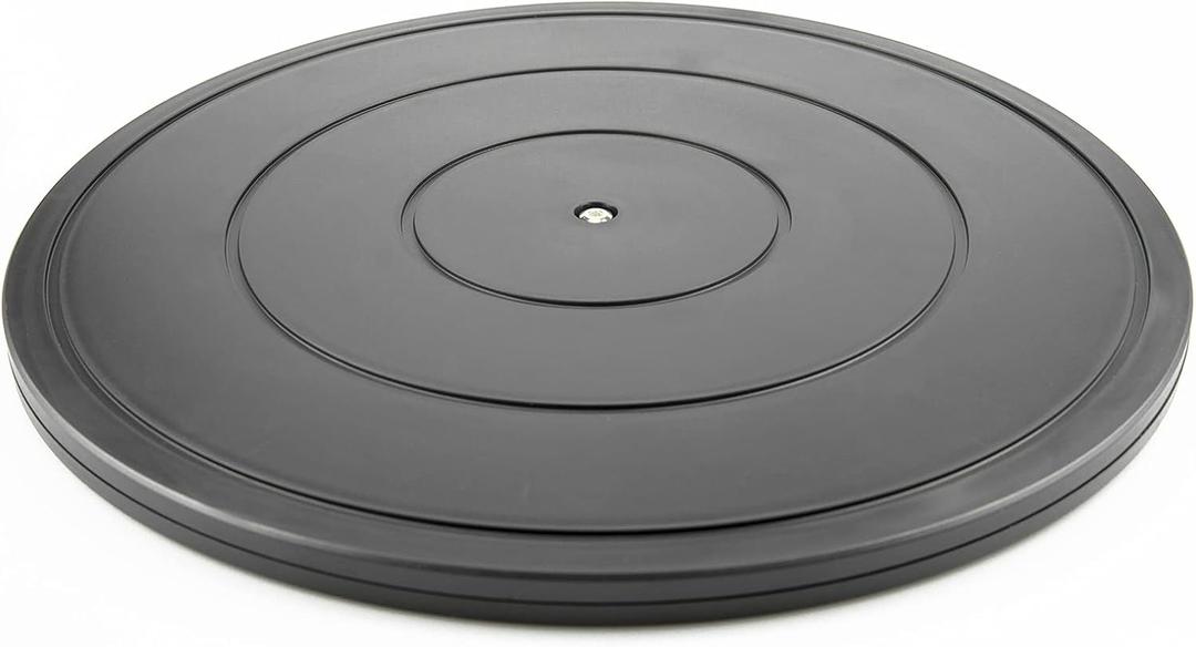16Inch Lazy Susan Turntable - Heavy Duty Rotating Swivel Steel Ball Bearings - Flat Base Stand for TV/Computer/Monitor/Arts/Crafts/Bonsai/Christmas Tree/Cabinet Organizer(Plastic&Black)