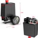 Preciva Air Compressor Pressure Switch Control Valve with 4 Way Valve Air Pressure Regulator 0-180PSI / Safety Pressure Relief Valve/Threads Pipe & Plug