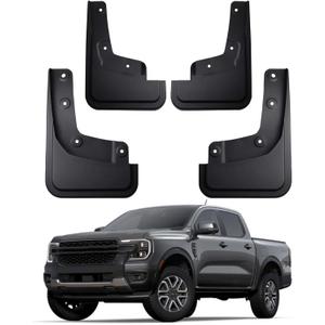 Mud Flaps Compatible with Ford Ranger Accessories 2026 2025 2024 Splash Guards All Weather Fender Guard Mudguards Sediment Protection No Need to Drill Holes(Won't Fit Raptor)