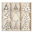 MACTING 27PCS Wooden Christmas Ornaments Unfinished Predrilled Natural Wood Slices DIY Blank Hanging Ornaments Kit for Crafts Centerpieces Christmas Tree Decorations, 9 Styles
