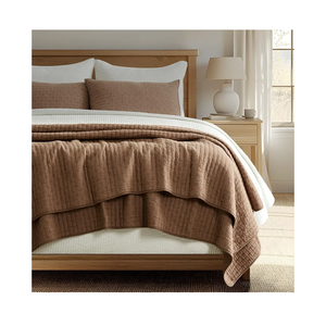 EVERGRACE Cross Stitch Pre-Washed Cotton Quilt Bedding Set King Size, Oversized 3 Pieces Lightweight Bedspread Coverlet for All Season, with 2 Matching Shams, Camel Brown,108"x96"Cross Stitch, Timeless, 100% Cotton, Pre Washed, Oeko-Tex Certified, Ov