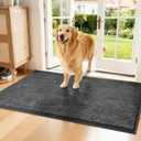 Chenille Absorbent Front Door Mat 60" x 36", Dog Door Mat for Muddy Paws, Trap Dirt Doormat, Mud Mat for Dogs, Washable Non Slip Outdoor Indoor Doormats for Entryway, Grey
