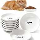 8 Pack Ceramic Cat Food Bowl, No Spill Cat Bowls Whisker-Friendly, Cute 5.9" Shallow Wide Kitten Plates, Easy to Clean Indoor Feeding Dishes (deep)