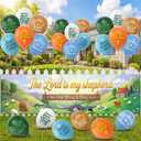 Thenshop 31 Pcs 2026 Vbs Backdrop 8.7 x 2 ft Vbs Shepherds Background Banner and Balloon with Ribbon 2026 Emerald Isle Theme Decoration Bible School Backdrop for Wall Home Classroom Summer Booth Props
