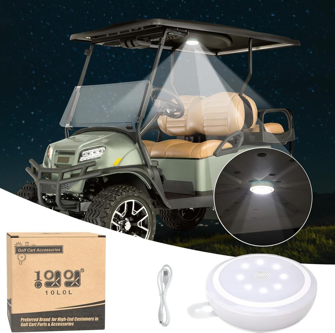 10L0L Universal Golf Cart Dome Light, USB Rechargeable Battery Powered Super Bright Golf Cart LED Roof Lighting