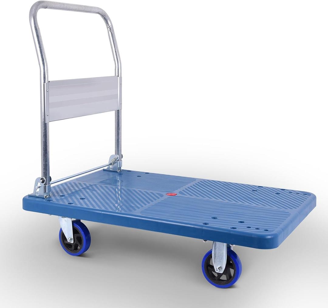 Doppy Push Cart Dolly 660 lbs, Foldable Moving Platform Truck with Swivel Wheels for Loading, Storage, Warehouse