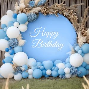 Gallety 7.2 FT Baby Blue Round Backdrop Cover for 5 to 7.2ft Round Backdrop Stand - Adjustable Circle Arch Background Cover for Wedding Arch Birthday Themed Parties Photography Decoration