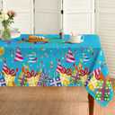 Horaldaily Birthday Tablecloth 52x70 Inch Rectangular, Happy Birthday Ballon Blue Washable Seasonal Table Cover for Party Picnic Dinner Decor