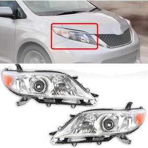 WFLNHB Headlights Assembly Replacement for Toyota Sienna 2011-2018 Halogen Headlights Headlamps Pair Left and Right Side (Driver and Passenger Side)