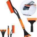 Lasnten Orange 24'' Snow Brush and Ice Scraper for Car Windshield Set, 2 in 1 Detachable Snow Scraper with Soft Grip Handle and Additional Handhold, Multi-Functional Removal Tool for Car, Truck, SUV