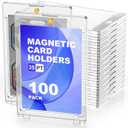 Magnetic Card Holder 35pt One Touch for Trading Cards Holder Card Protectors Hard Plastic Magnetic Card Case for Sports Card Baseball Card and Game Card Holder Display Case (100 Pack)
