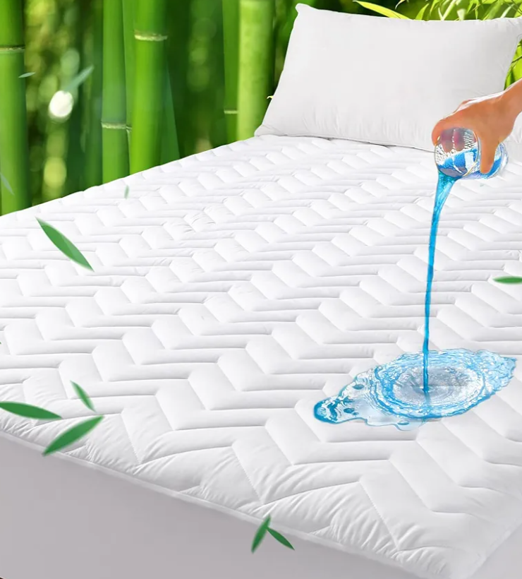 Unilibra Full Size Waterproof Mattress Pad Rayon Made from Bamboo, Quilted Breathable Mattress Protector, 6''-19'' Deep Pocket Fitted Mattress Cover White