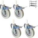 Castor Wheels Heavy Duty Moving Caster Wheels Only 2 Pack Caster Wheels Swivel No Noise with Rubber Sleeve Capacity 280kg for Kitchen Hotel Trolley Workbench