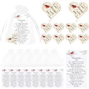 50 Sets Funeral Favors, Celebration of Life Decorations with Pocket Hug Token Funeral Prayer Cards and Organza Bags, Cardinal Memorial Gifts for Celebration of Life Ideas Favors