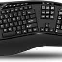 Adesso WKB-1500GB - Wireless Ergonomic Desktop Keyboard and Laser Mouse with Split Keys Design and Palm Rest for Comfort, Long Battery Life, Nano Receiver - Compatible for PC & Windows XP/7/8/10,Black