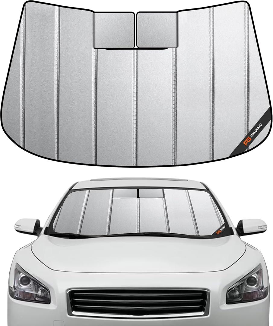 Windshield Sun Shade for Nissan Maxima 2009-2014,Thicken Front Windshield Sunshade for Summer,6 Layers Sun Shield,Accordion Fold (gray)
