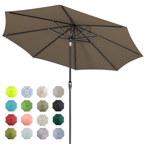 Tempera  Patio Market Outdoor Table Umbrella with Auto Tilt and Crank,Large Sun Umbrella with Sturdy Pole&Fade resistant canopy,Easy to set,Taupe