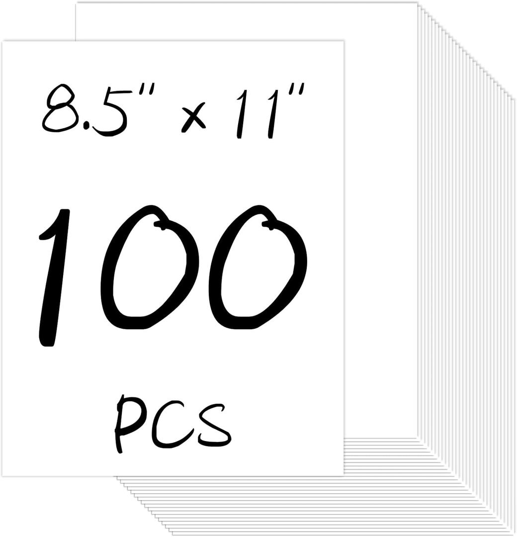 100 Sheets Card Stock Printer Paper 8.5 x 11, Bright White 