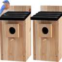 CARTMAN 0.5 Inch Thick Blue Bird Box House, Wood Bird Houses for Outside, Hummingbird House for Outside Clearance Garden Country Cottages, 2PK