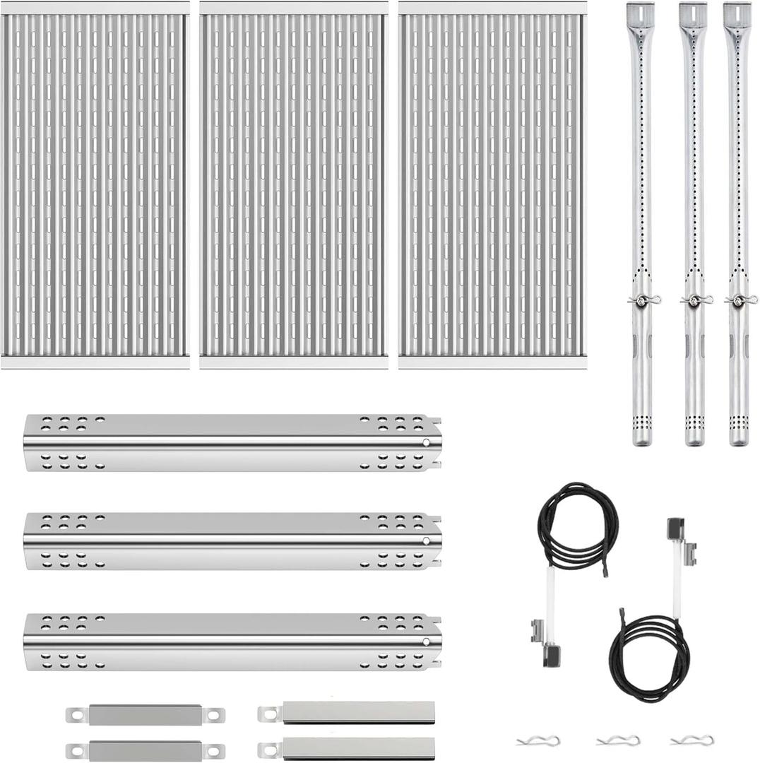 Grill Replacement Parts for Charbroil Performance Tru Infrared 3 Burner 463370719 463371116 463280019 463371716 17" Emitter Plates Heat Tent Plates and Grill Burners for Charbroil G466-2500-W1