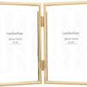 Gold 5x7 Double Floating Frame for Photo Sizes(3.5x5'',4x6''),Classy Metal Rounded Edge Frame Adjustable Tabletop/Shelf Photo Frame,for Wedding,Christmas,Birthady,Home or Office Decor.