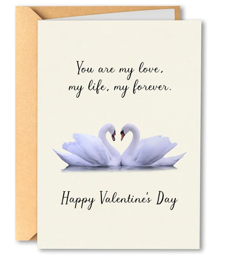 Romantic Swan Anniversary Card for Wife Husband, Happy Valentine's Day Card for Soulmate, You Are My Love Greeting Card for Him Her, Vintage Love Note with Envelope 5x7 Pack of 6