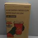 100 Pack 16 oz Christmas Disposable Coffee Cups with Snap-on Lids - for Hot or Cold Drinks, Paper Coffee Cups for Xmas Holiday Table Decorations Party Supplies, 5 Assorted Christmas Styles
