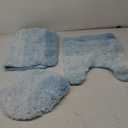 Arotive Microfiber Bathroom Rugs 3 Piece with Toilet Lid Cover, Shaggy Soft and Absorbent Bath Rug, Non-Slip, Machine Washable Bath Mats for Bathroom, 30x20+24x20+17.5x15, Sky Blue