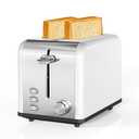 Simple Deluxe 2-Slice Toaster, 3 Function and 6 Browning Setting, Extra Wide Slot & Removable Crumb Tray, for Bread & Waffle, White