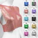 Glitter Metal Sequin Tank Top Women's Shirts Clubwear Night Party Crop top Tee