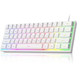MageGee Mini 60% Gaming Keyboard, Upgrade RGB Backlit 61 Key Ultra-Compact Keyboard, TS91 Ergonomic Waterproof Mechanical Feeling Office Computer Keyboard for PC, MAC, PS4, Xbox ONE Gamer(White)