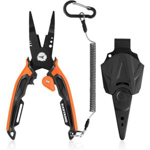 KastKing AeroVice 7.5” Fishing Pliers, 420 Stainless Steel, Uni-Body Construction, Lightweight & Corrosion-Resistant, Multi-Function Jaws, Braid Cutters, Sheath, Lanyard & Carabiner