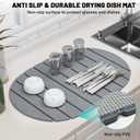 Large Stone Drying Mat for Kitchen Counter, Quick Drying Foldable Dish Drying Mat, Super Absorbent Diatomaceous Earth Drying Mat for Dishes Bottles Cups, Match Any Countertop (Grey, 22.8"x15.4") (Gray)