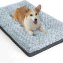 POCBLUE Deluxe Washable Dog Bed for Medium/Large Dogs Dog Crate Mat 29 Inch Comfy Fluffy Kennel Pad Anti-Slip for Dogs Up to 40 lbs, 29"x19", Grey
