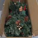 Pre-Lit Artificial Christmas Garland, Green, White Lights 50, Decorated with Pine Cones, Berry Clusters, Plug in, Christmas Decorations, 9 Feet