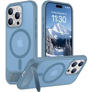 Temdan Magnetic Compatible with iPhone 15 Pro Max Case, [Built-in Invisible Kickstand][Compatible with MagSafe][Military Grade Shockproof] Slim Translucent Matte Phone Case for iPhone 15 Pro Max 6.7"