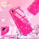 2 x Qviskteme for iPhone XR Case,with [1 x Tempered Glass Screen Protector] [Clear Glitter] Cute Bling Sparkly Phone Case Shockproof Protective Slim Soft Silicone Cover for Women Girls,6.1-Inch(Hot Pink)