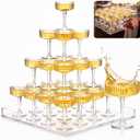 20 Pcs 7oz Plastic Champagne Tower with Acrylic Serving Tray