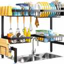 ARSTPEOE 2 Tiers 4 Baskets (one More Than Others) Over The Sink Dish Drying Rack,fits All Sinks (from 24.8" to 35.4"),2Tier Adjustable Sink Rack,Dishes Rack Kitchen Storage Organizer Space Saving