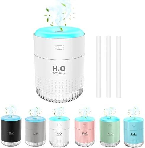 Rechargeable Mini Humidifier, Colorful Cool Mist Humidifiers with 7 Color Light, Small Personal Desktop Humidifier for Baby Bedroom, Office, Nursery, Travel with Auto Shut-Off, Super Quiet (White)