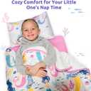 Toddler Nap Mat with Pillow and Blanket, Soft Sleeping Bag for Kids Boys and Girls, Slumber Bags Kids for Preschool, Daycare, Travel, Camping, 54" x 33" Great for Ages 3 Plus (Pink)