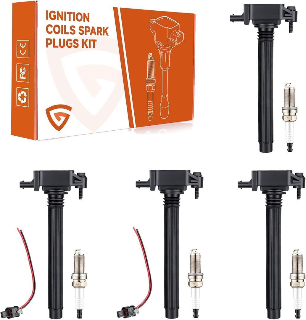 Set of 4 Ignition Coil Pack UF751 and Iridium Spark Plugs Fit For Jeep Cherokee 2014-2020, Compass 2018-2020, Renegade 2015-2020 & Fit For Chrysler 200 & Fit For Ram ProMaster City