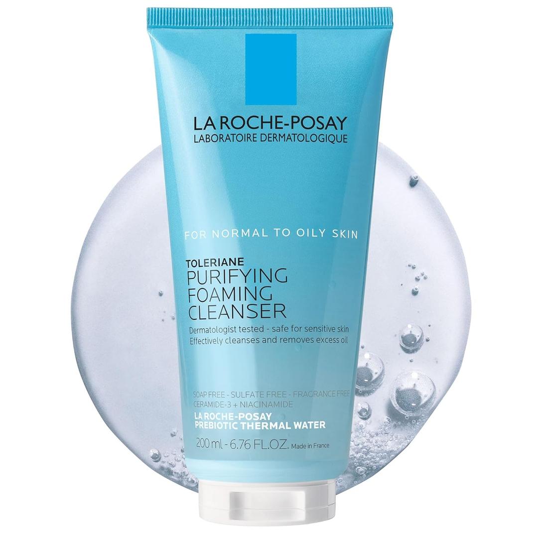 La Roche-Posay Toleriane Purifying Foaming Facial Cleanser, Niacinamide + Ceramides + Prebiotic Thermal Water, Oil Free Face Wash For Oily Skin, Pore Cleanser Safe For Sensitive Skin, Soap Free