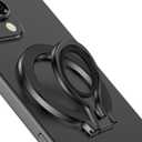Magnetic Phone Ring Holder for MagSafe, Magnetic Snap Phone Grip Magsafe Ring Finger Loop Stand Adjustable Kickstand Fit for iPhone 17 16 15 14 13 12 Pro Max Accessories, Wireless Charging Compatible (Black)