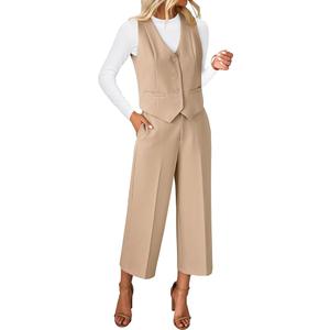luvamia Pant Suits for Women Dressy Casual 2 Piece Sets Sleeveless Blazer Vest with Wide Leg Capri Pants Work Outfit Large luvamia Pant Suits for Women Dressy Casual 2 Piece Sets Sleeveless Blazer Vest with Wide Leg Capri Pants Work Outfit Large